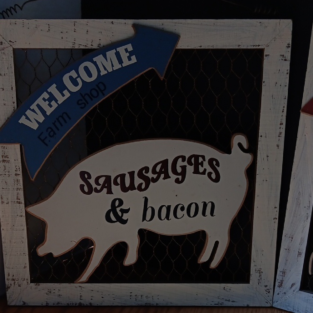 Farm Shop Welcome Sign with Pig Design 3 Pc Set